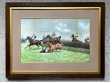 Fine Edwardian Hand Coloured Horse Racing Lithograph - The Molesey Steeplechase - John Beer Active SOLD