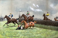 Fine Edwardian Hand Coloured Horse Racing Lithograph - The Molesey Steeplechase - John Beer Active SOLD