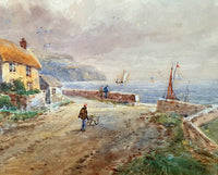 Superb Late C19th Victorian Watercolour - Cornish Fishing Village - Edward Nevil SOLD