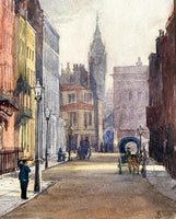 Fine Early C20th Edwardian Street Scene Watercolour - James Lawson Stewart (1841-1929) SOLD