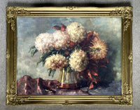 Superb Large Edwardian English School Oil on Canvas - Floral Arrangement in a Vase SOLD