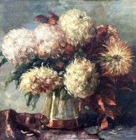 Superb Large Edwardian English School Oil on Canvas - Floral Arrangement in a Vase SOLD