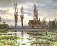 Beautiful Early C20th Watercolour of a Cottage at Twilight - Alswen Montgomerie SOLD