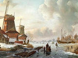 Superb Vintage Dutch School Oil on Panel - Figures on a Frozen Canal - E.Van Strij SOLD