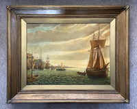 Superb C19th English School Victorian Oil on Canvas - Extensive Harbour Scene SOLD