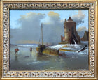 Superb Vintage Dutch School Oil on Canvas Board - Figures on a Frozen Canal - Max Brandrett SOLD