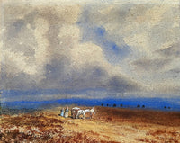 Superb Early C19th Victorian Watercolour - Figures with a Horse & Cart on a Moor - James Baker Pyne 1848 SOLD