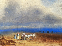 Superb Early C19th Victorian Watercolour - Figures with a Horse & Cart on a Moor - James Baker Pyne 1848 SOLD