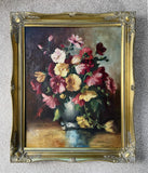 Exquisite Early C20th English School Still Life Oil on Canvas - Flowers in a Blue Vase SOLD