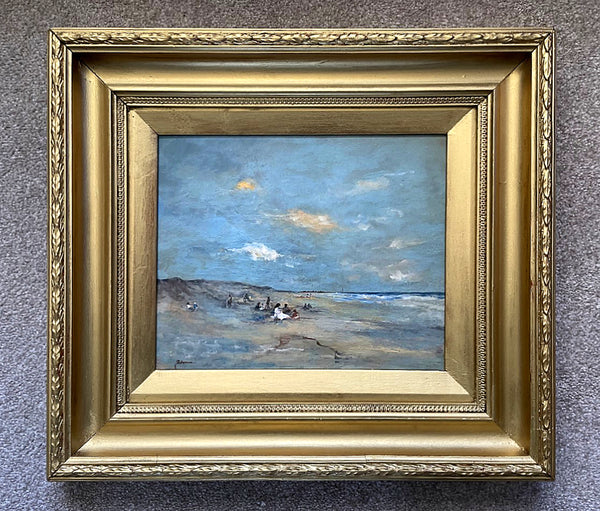 Fine Vintage Early C20th English School Oil on Panel - Extensive Beach Scene SOLD