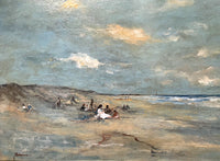 Fine Vintage Early C20th English School Oil on Panel - Extensive Beach Scene SOLD