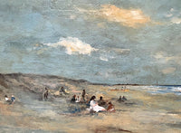 Fine Vintage Early C20th English School Oil on Panel - Extensive Beach Scene SOLD