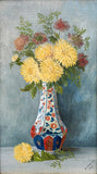 Fine Edwardian Still Life Oil on Canvas Board - Chrysanthemums in an Oriental Vase SOLD