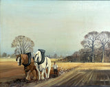 Fine Mid C20th Vintage Oil on Canvas - The Ploughing Team - Ronald Dobson SOLD