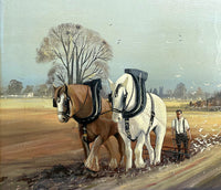 Fine Mid C20th Vintage Oil on Canvas - The Ploughing Team - Ronald Dobson SOLD