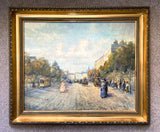 Exquisite Vintage C20th Impressionist Oil on Board depicting a busy Parisian Street Scene SOLD - M.Rendell