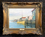 Fine Mid C20th French Impressionist Oil on Canvas Board - Harbour Scene by Marcel Dubois SOLD