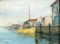 Fine Mid C20th French Impressionist Oil on Canvas Board - Harbour Scene by Marcel Dubois SOLD