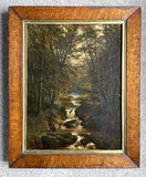 Fine Early C19th Victorian English School Oil on Wood Panel - Anglers by a Stream SOLD