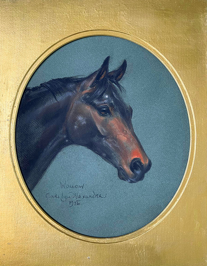 Exquisite Mid C20th Pastel Portrait of a Thoroughbred Horse 