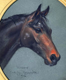 Exquisite Mid C20th Pastel Portrait of a Thoroughbred Horse "Wollow" by Carolyn Alexander SOLD