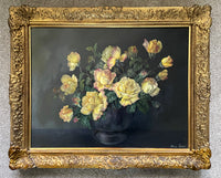 Beautiful  Early C20th Still Life Oil on Canvas - Yellow Roses in a Bowl - Alison Ferry (British C19th/C20th) SOLD