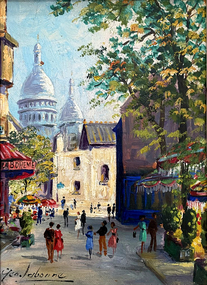 Exquisite Vintage Mid C20th French Impressionist Oil on Canvas - Montmartre Place du Tertre - George Labonne SOLD