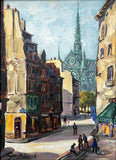 Beautiful Vintage Mid C20th French Impressionist Oil on Canvas - Rue du Haut Pavé Paris - George Labonne SOLD