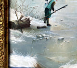 Superb Large Vintage Dutch School Oil on Canvas Board - Figures on a Frozen Canal - Max Brandrett SOLD