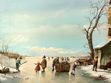 Superb Large Vintage Dutch School Oil on Canvas Board - Figures on a Frozen Canal - Max Brandrett SOLD