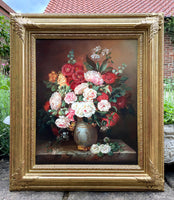 Beautiful Earl/Mid C20th Dutch School Floral Oil on Canvas - Flowers on a Marble Ledge