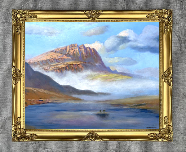 Fine Vintage Scottish Impressionist School Oil on Board - The Storr, Loch Fada by J,Dixon