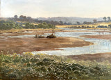 Superb C19th Victorian Oil on Board - The Morning Tide on the Lynher at St.Germans by John Barrett (1822-1893) SOLD