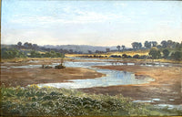 Superb C19th Victorian Oil on Board - The Morning Tide on the Lynher at St.Germans by John Barrett (1822-1893) SOLD