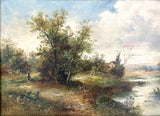 Superb C19th Victorian Oil on Canvas - Extensive River Landscape with figures - B Lambert SOLD