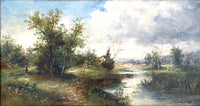 Superb C19th Victorian Oil on Canvas - Extensive River Landscape with figures - B Lambert SOLD