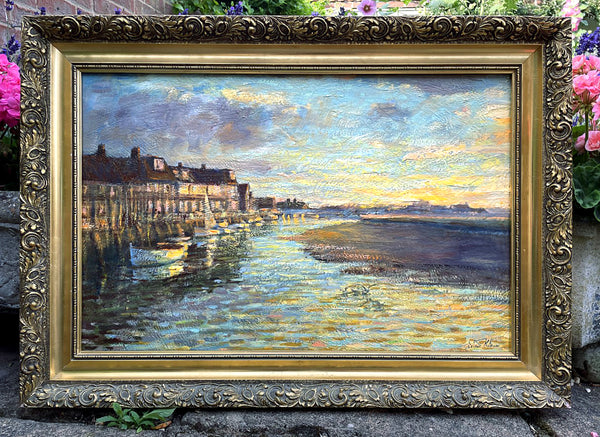 Excellent Vintage C20th Impressionist Oil on Board - "Blakeney Quay Sunset" by Alistair Kilburn  SOLD