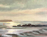 Beautiful Vintage English School Oil on Board - Figures on a Beach at Sunset - Jamieson 1958 SOLD