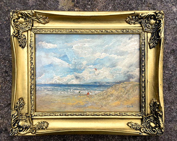 Fine Vintage French Impressionist School Oil on board - Figures on a Beach SOLD