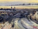 Fine Vintage English School Oil on Canvas Board -"End of the Days Shoot"