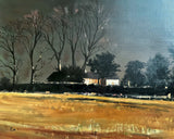 Beautiful Vintage English School Oil on Canvas Board - Norfolk Cottage at Dusk - "Cox" SOLD