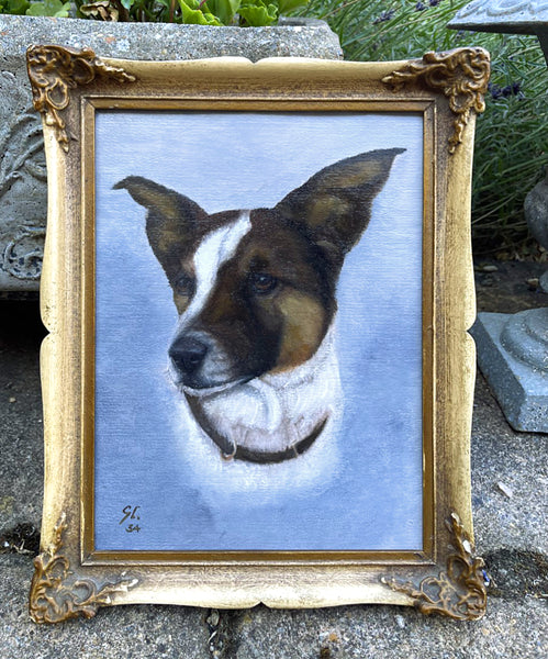 Fine Early C20th Vintage Oil on Canvas Board Portrait of a Jack Russell SOLD