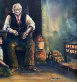 Delightful Vintage Oil on Board - "Grandpa's Story" by James Allen SOLD