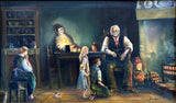 Delightful Vintage Oil on Board - "Grandpa's Story" by James Allen SOLD