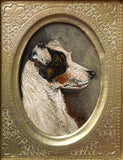 Exquisite Vintage Early C20th Miniature Oil on Board Portrait of a Terrier SOLD