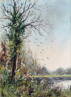 Delightful late C19th Victorian Watercolour of River Landscape - Abraham Hulk (1857-1922)