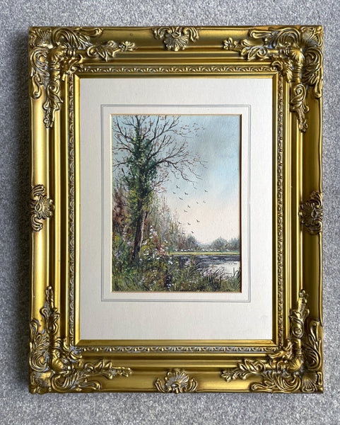 Delightful late C19th Victorian Watercolour of River Landscape - Abraham Hulk (1857-1922)