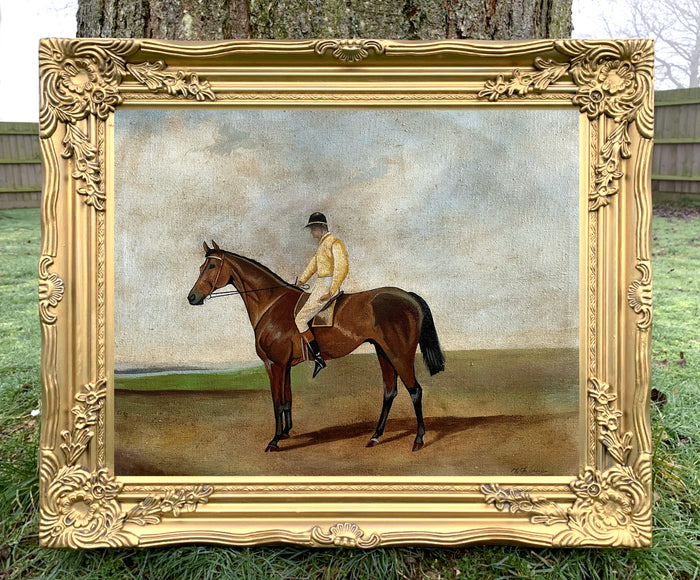 Fine Vintage Equestrian Oil on Canvas of the Racehorse 