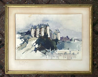 Exquisite Late C19th Victorian French School Watercolour - View of the Chateau de Luymes