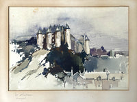 Exquisite Late C19th Victorian French School Watercolour - View of the Chateau de Luymes